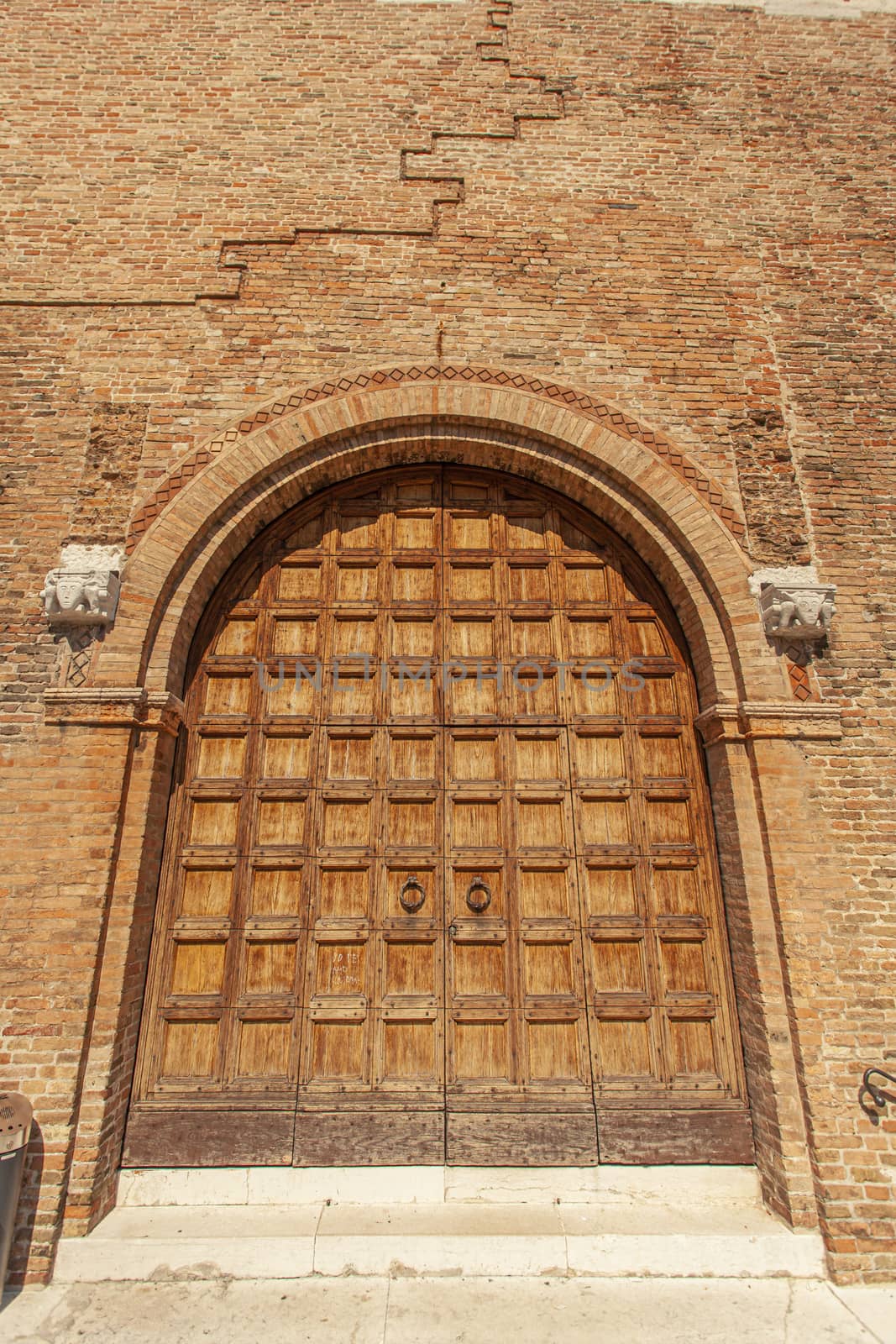 Detail of a Door of Palazzo dei trecento in Treviso in Italy, in english Trecento Palace