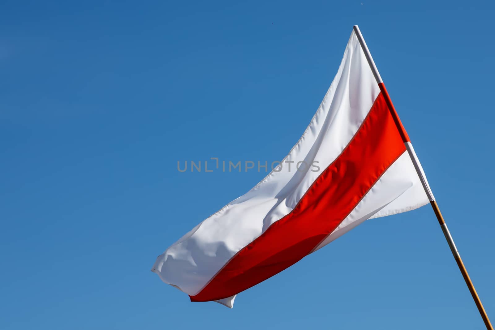 New Belarus white-red-white flag. Protest and historical authentic flag.