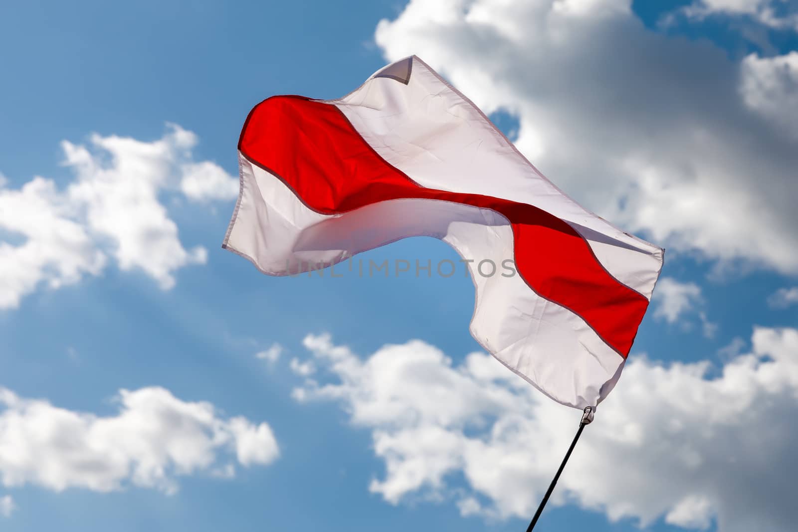 New Belarus white-red-white flag. Protest and historical authentic flag by 9parusnikov