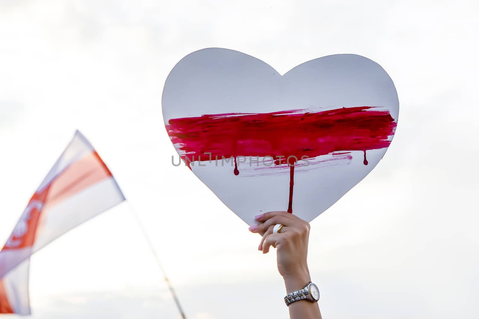 Symbol of Belarus protest. Heart in hand