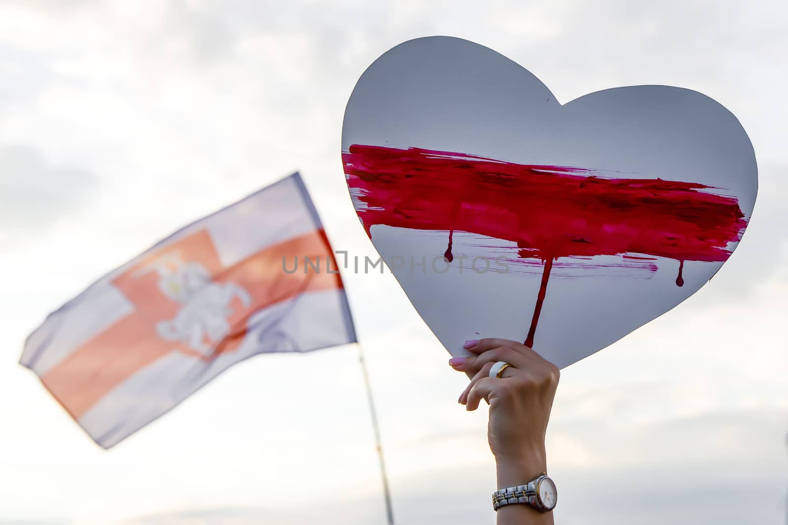 Symbol of Belarus protest. Heart in hand. by 9parusnikov