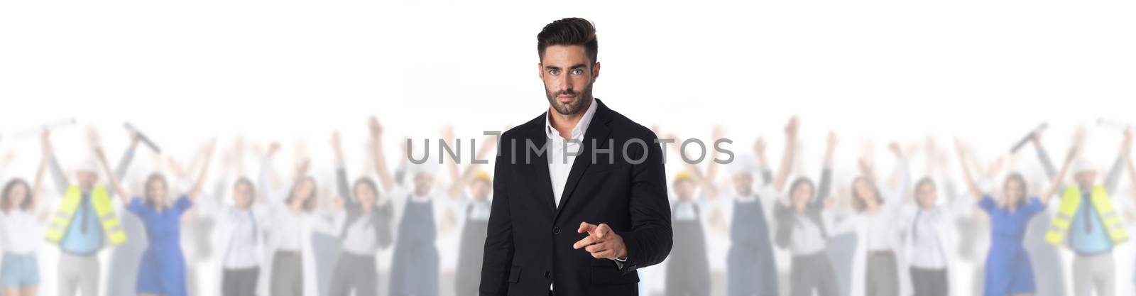 Businessman with different industries people by ALotOfPeople