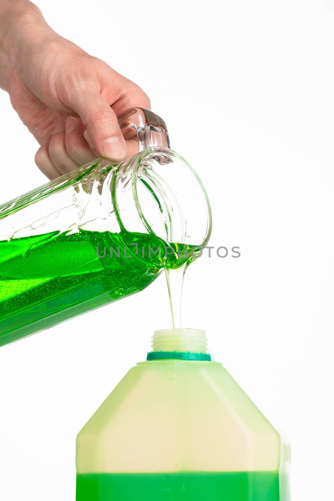 liquid soap pouring by hand