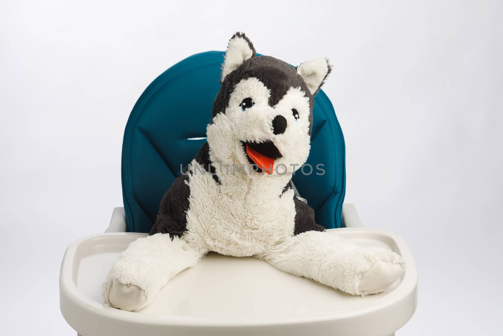 dog toy on high chair for baby by nikkytok