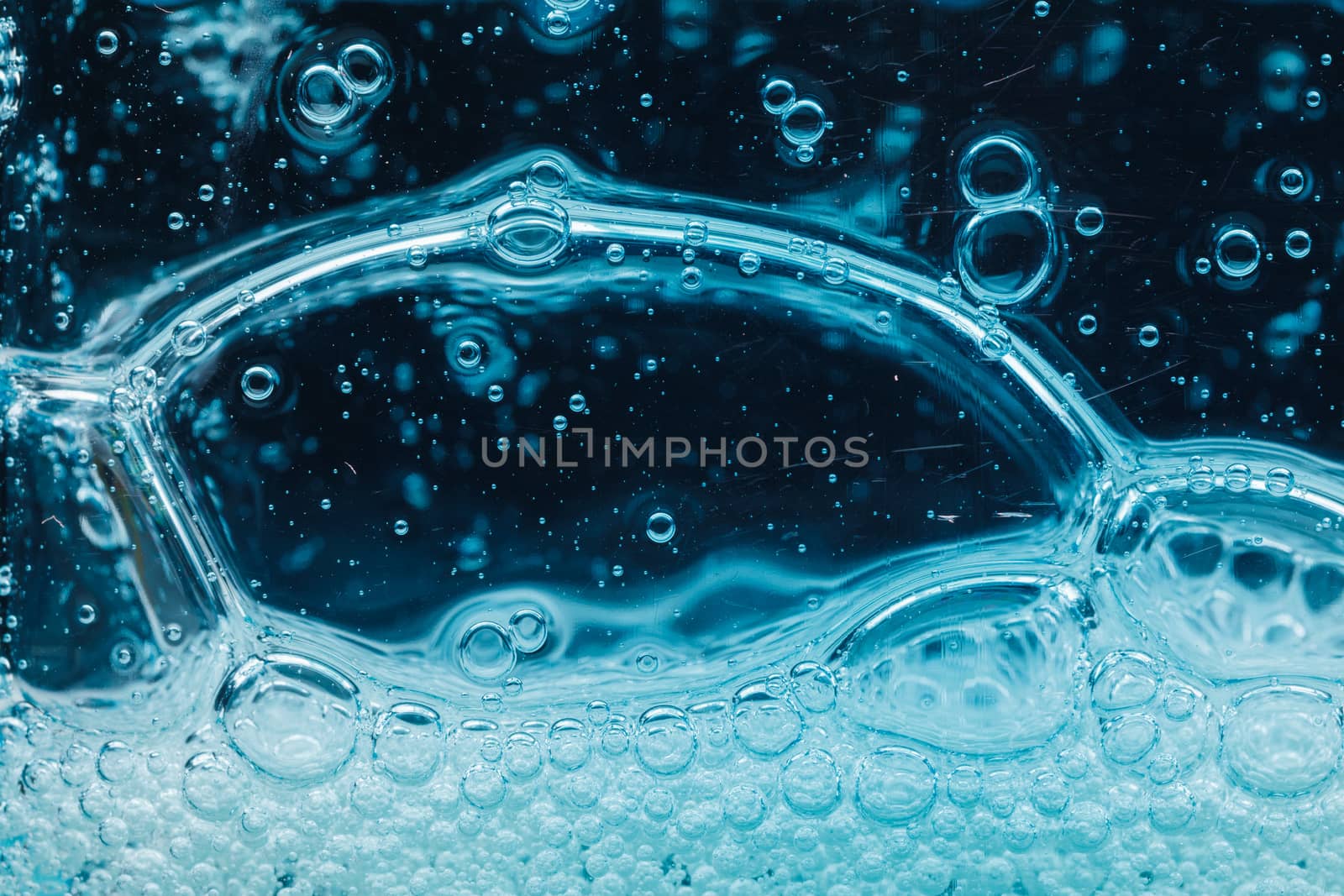 abstract liquid soap bubbles blue background by nikkytok