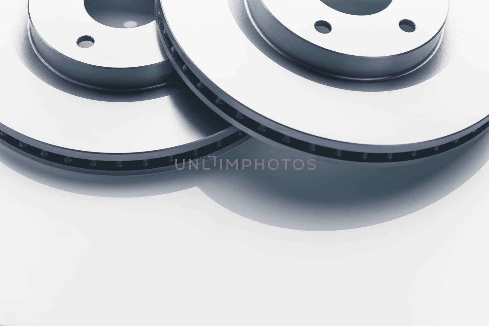 car brake discs on white background