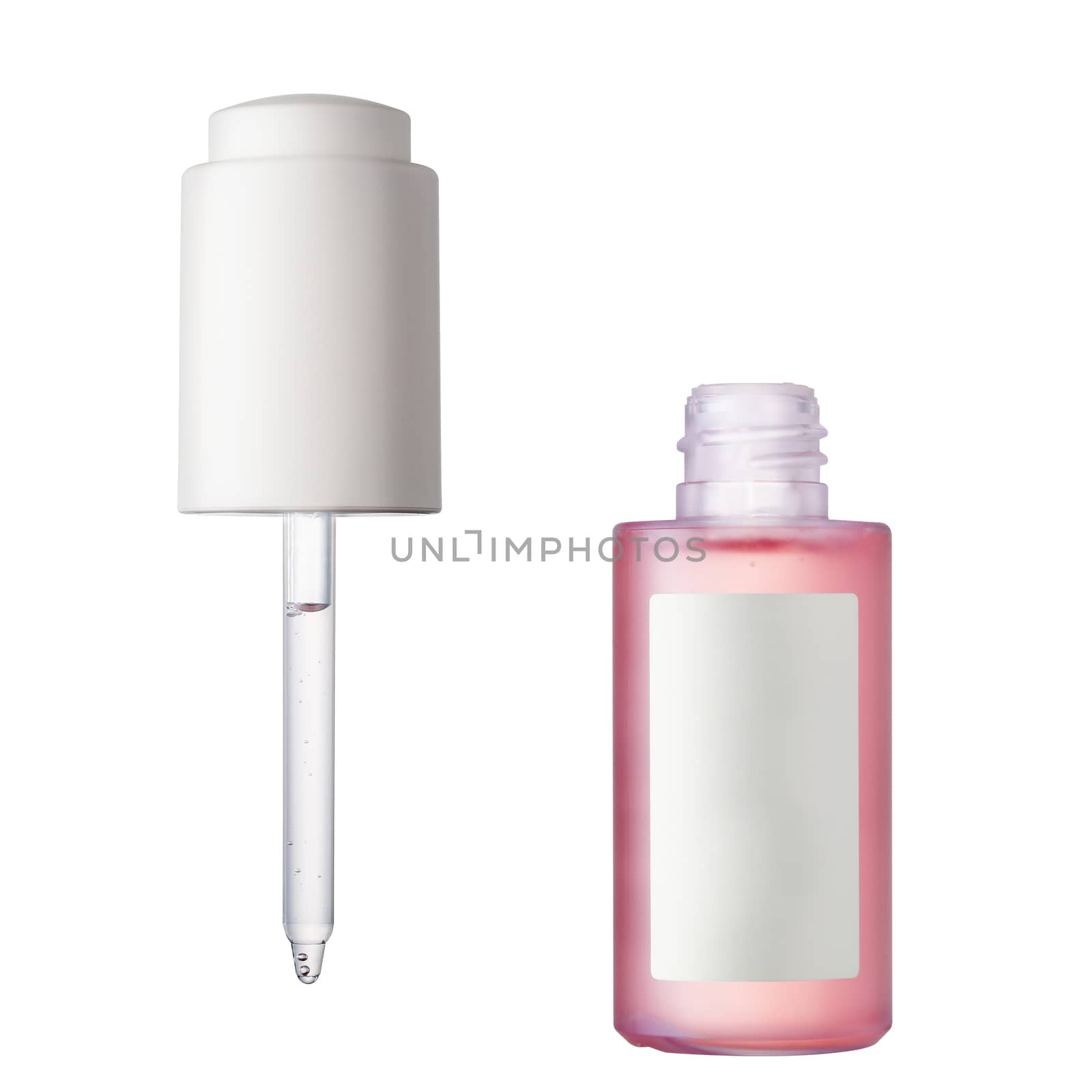 Cosmetic bottle with a pipette isolate on white background with clipping path by uphotopia