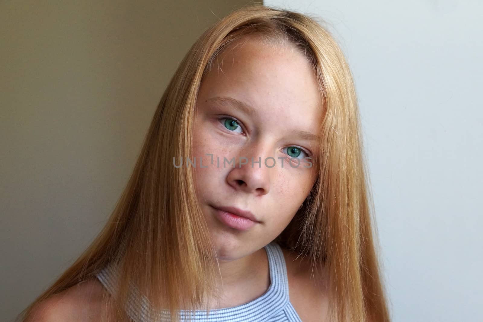 portrait of girl with long blond hair by Annado