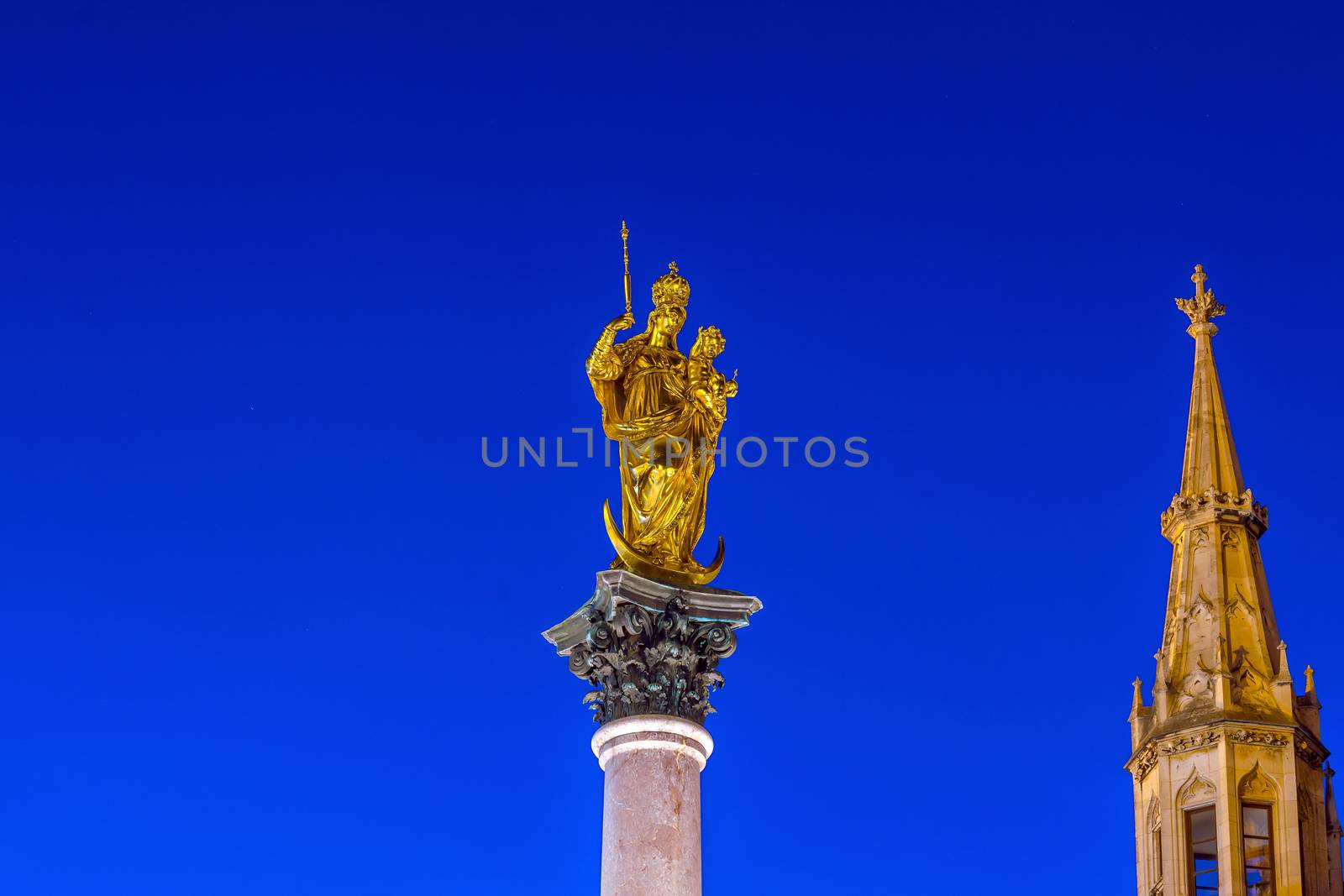 Steeple of the Peace Column with famous golden Angel of Peace st by f11photo