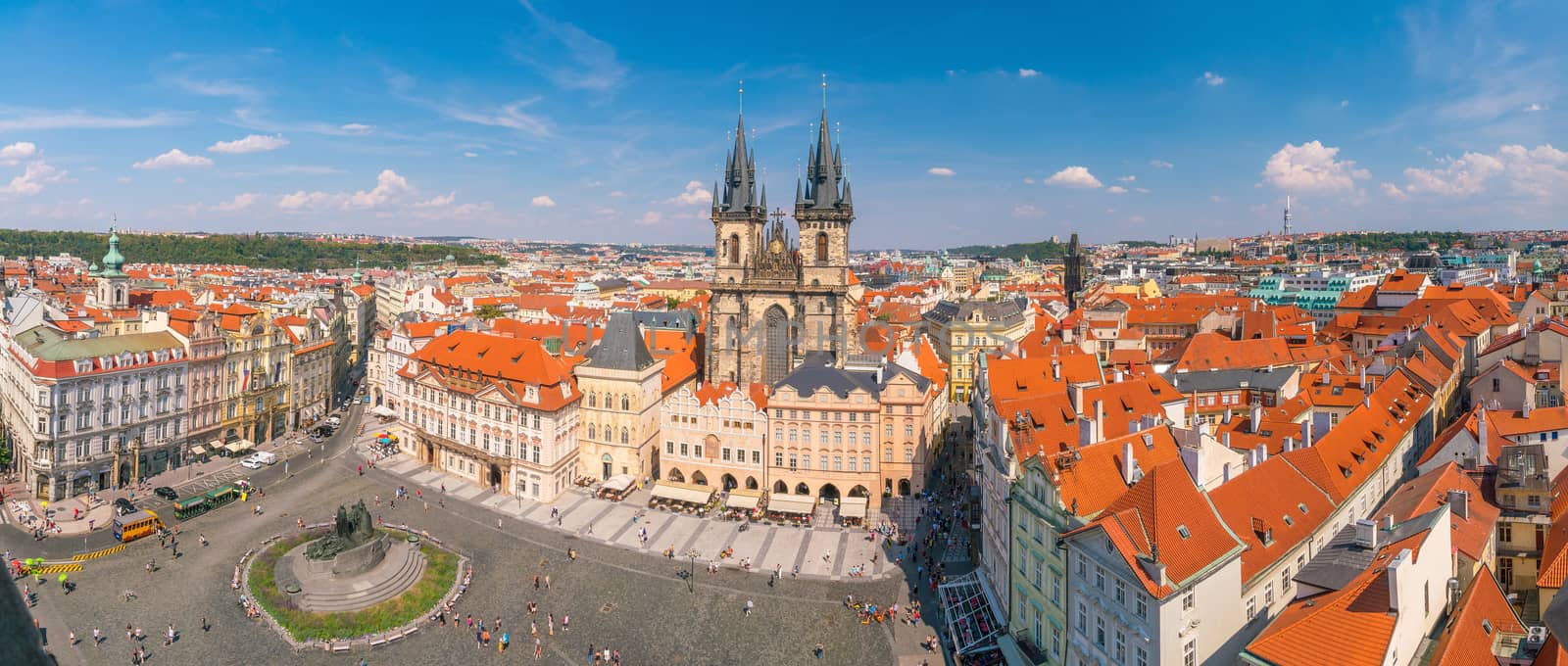 Old Town square with Tyn Church in Prague, Czech Republic 