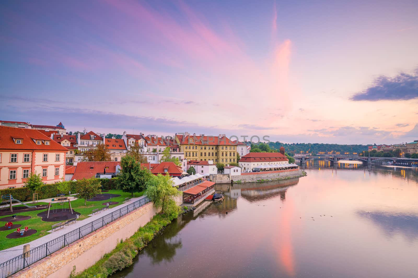 Famous iconic image of  Prague city skyline in Czech Republic