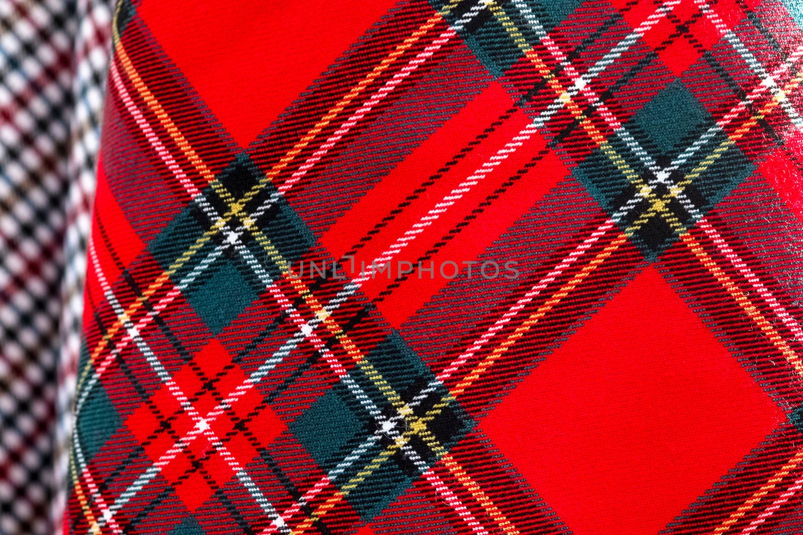 Detailed close up view on samples of cloth and fabrics in differ by MP_foto71