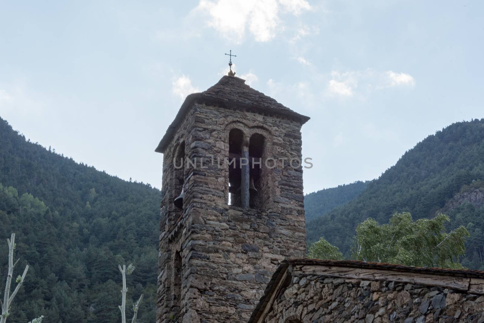 Church of Sant Marti de la Cortinada, Ordino, Andorra in Summer.