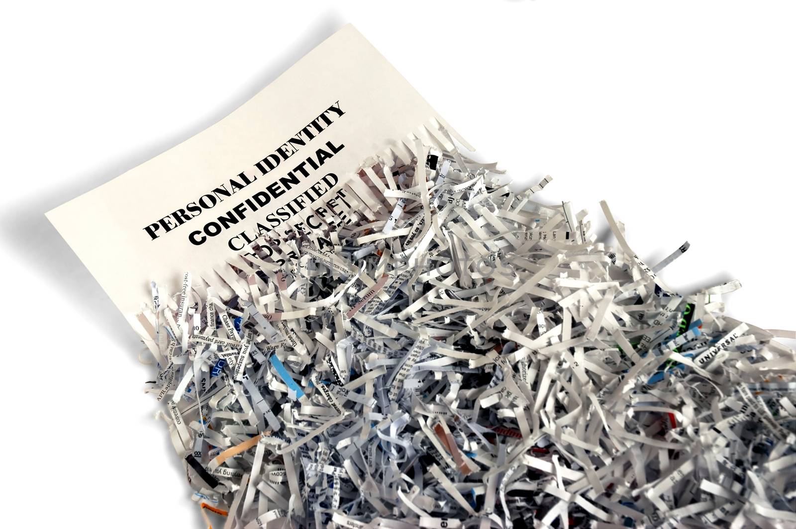 Shredded paper depicting privacy protection