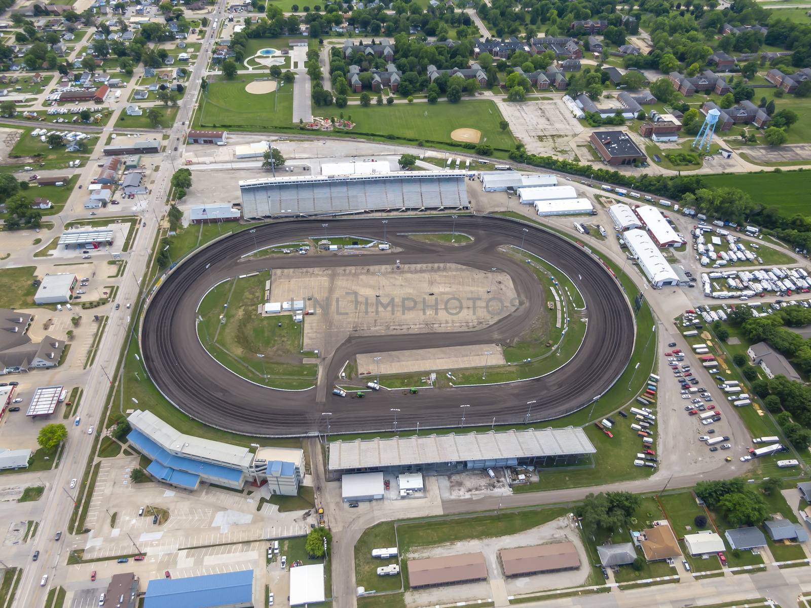 July 19, 2020 - Knoxville, Iowa, USA: Knoxville Raceway is a semi-banked 1/2 mile dirt oval raceway (zook clay) located at the Marion County Fairgrounds in Knoxville, Iowadefault