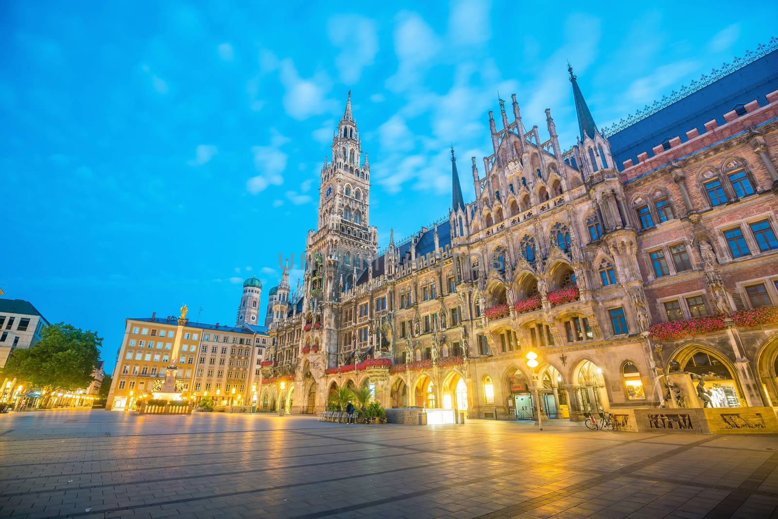 Munich skyline with  Marienplatz town hall in Germany