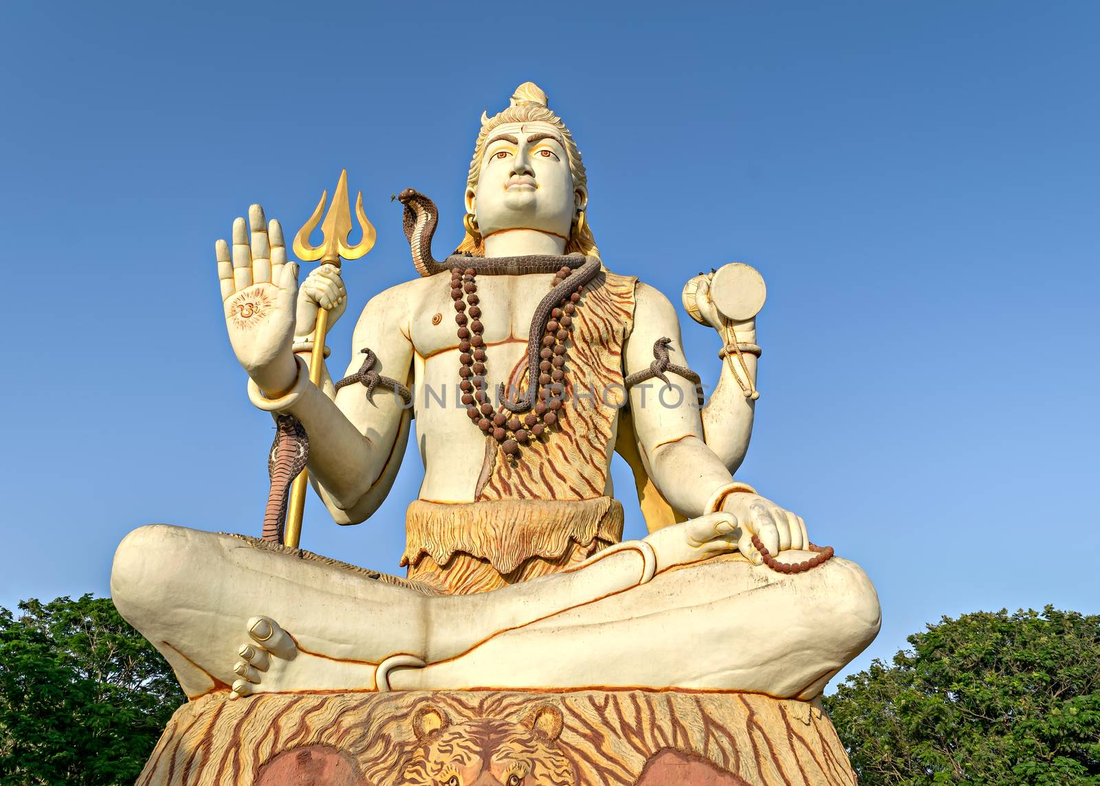 82 feet tall statue of Hindu god , Lord Shiva, Nageshwar temple, Dwarka, India. by lalam
