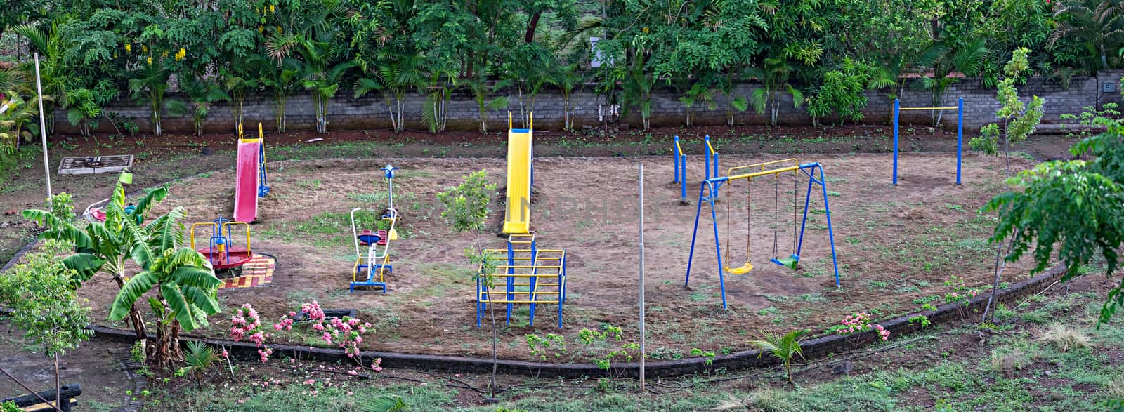 Empty children play park due to pandemic covid-19, corona virus outbreak by lalam