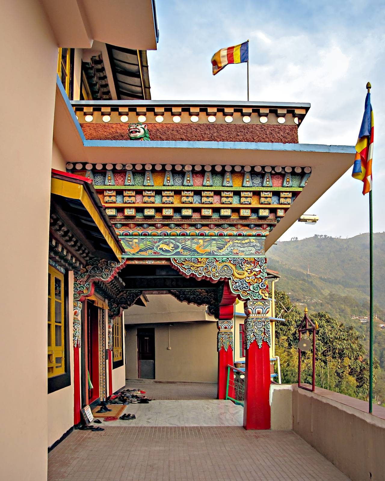 Colorful, finely crafted, Gonjang Gompa in Sikkim ,India is home to some of the most unique religious artifacts you will find in a monastery belonging to the Nyingma Order of Buddhism.