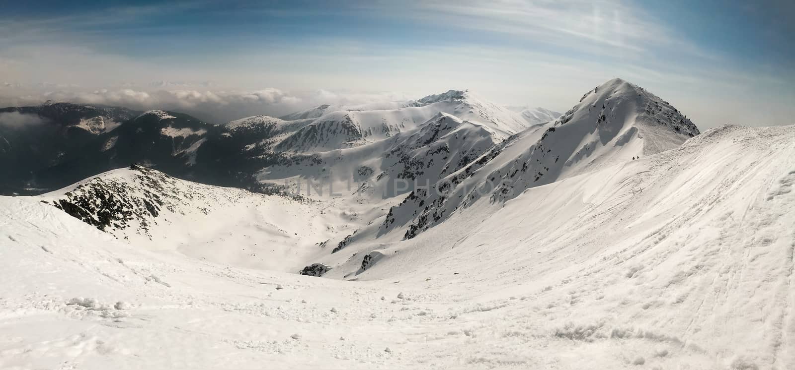 Mount Chopok and Low Tatras panorama on sunny day. Jasna Ski res by Ivanko