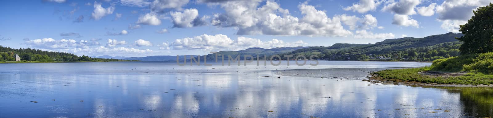 Panoramic view of Loch Gilp from Lochgilphead,Scotland