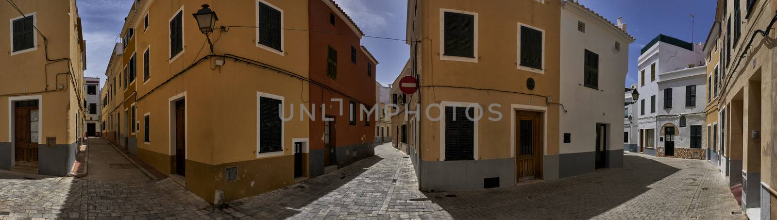 Panoramic view of traditional Ciutadella streets in Menorca