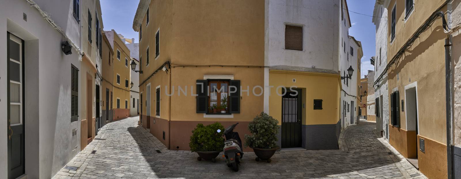 Panoramic view of traditional Ciutadella streets in Menorca