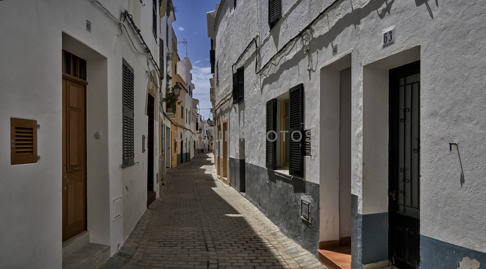 Panoramic view of traditional Ciutadella streets in Menorca