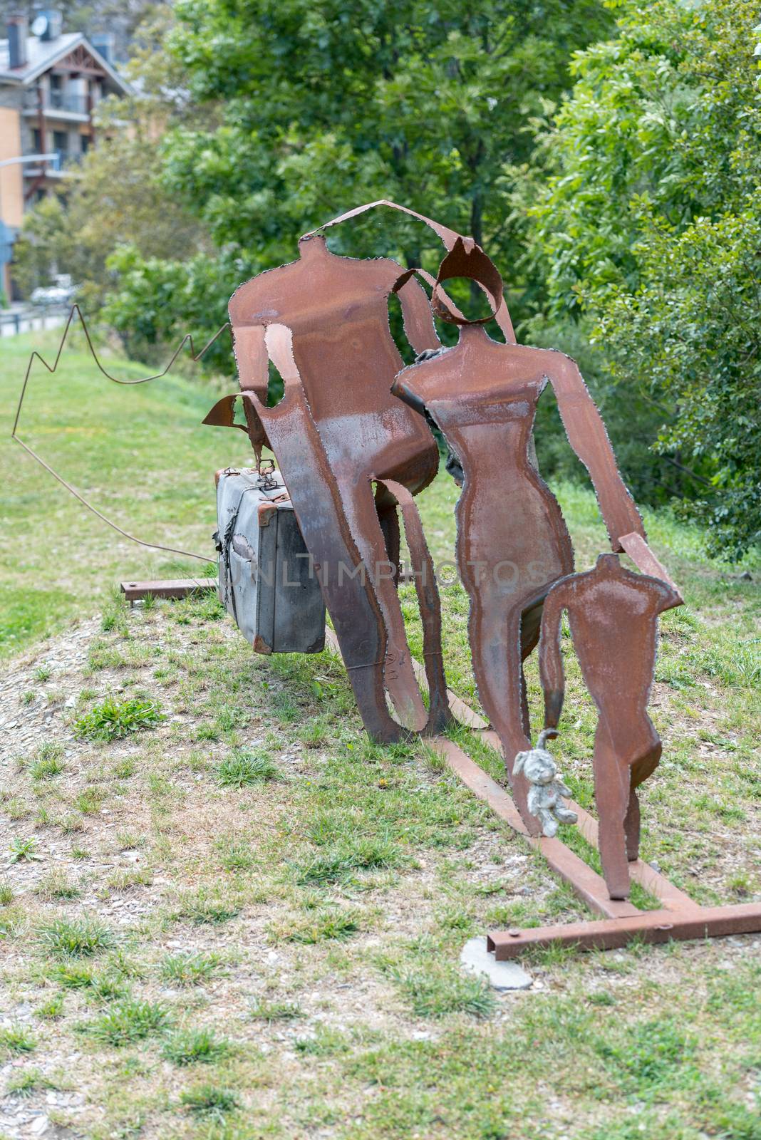 Sculture in the Valira del Orient river in Cami Ral in summer in by martinscphoto