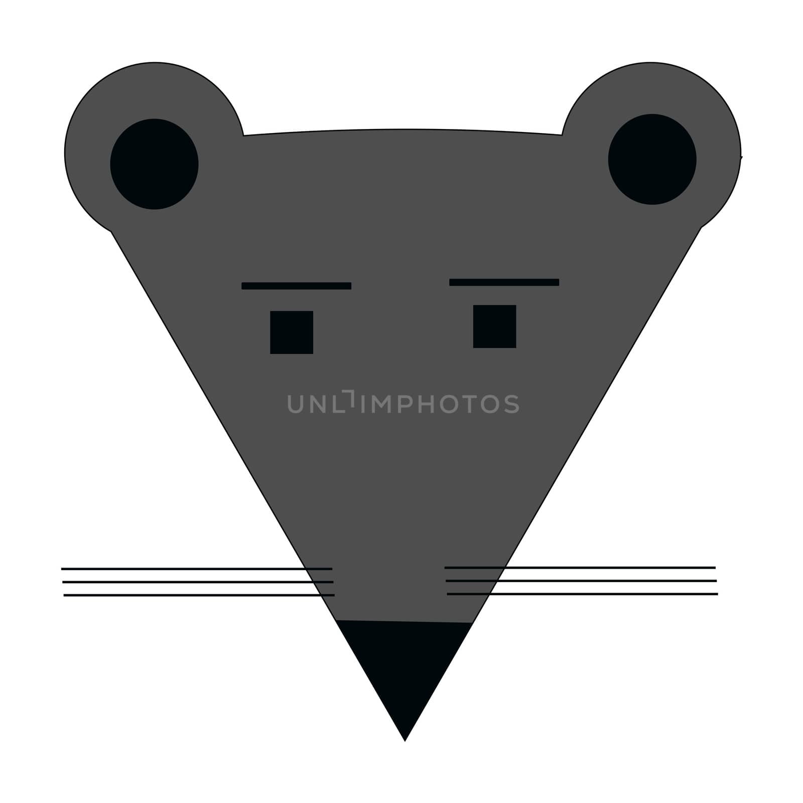 flat icon or icon in the form of a mouse face. illustration.