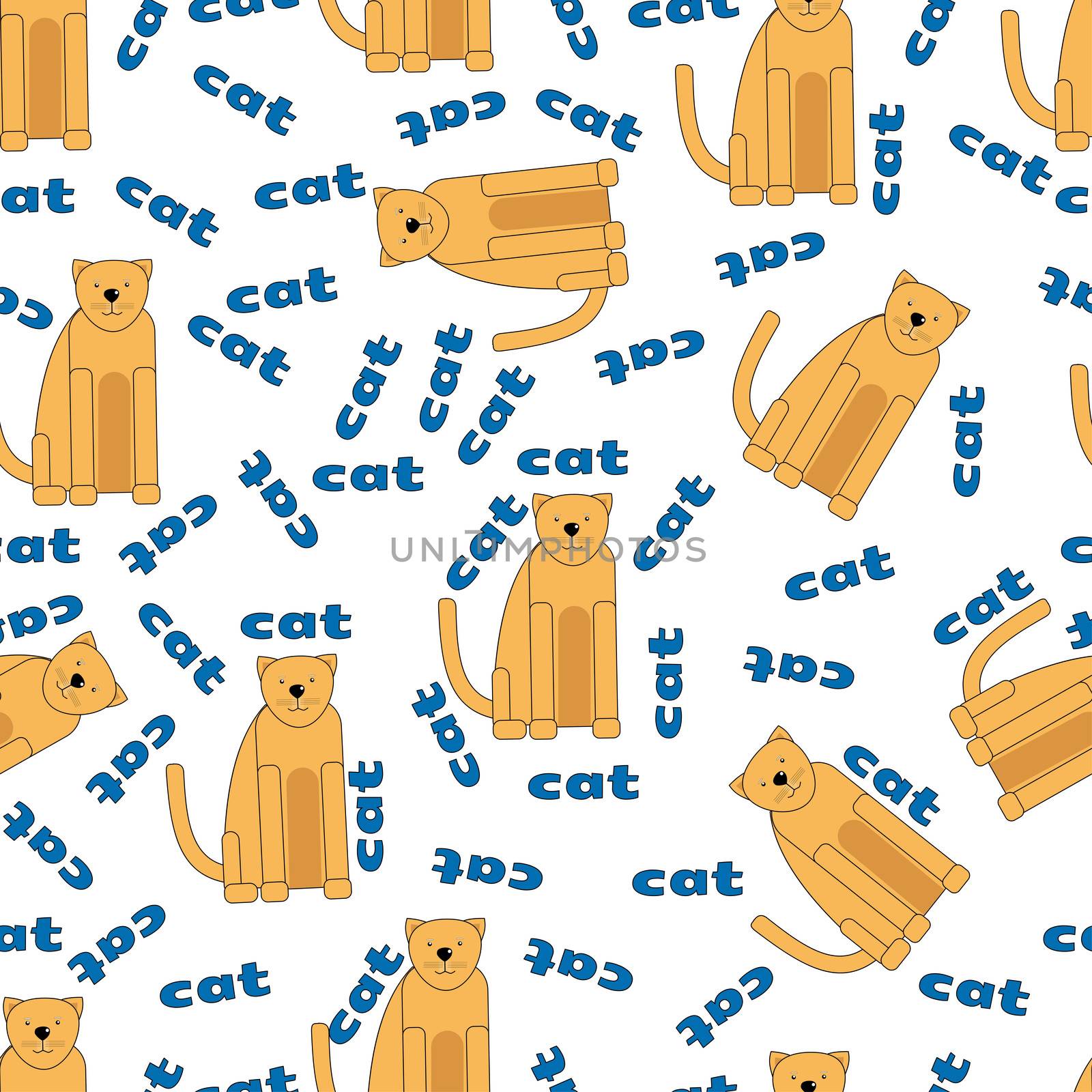 cartoon seamless pattern with cute orange cats