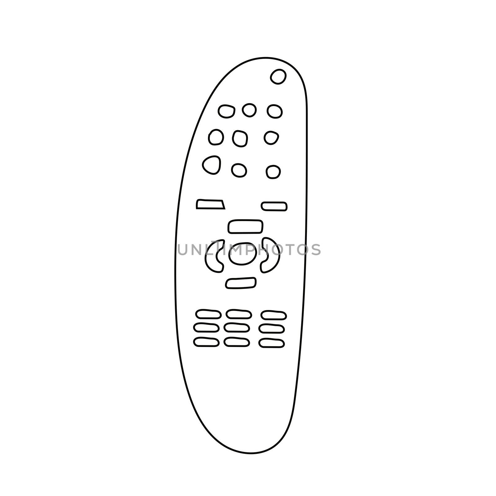 TV remote control doodle. illustration. Buttons