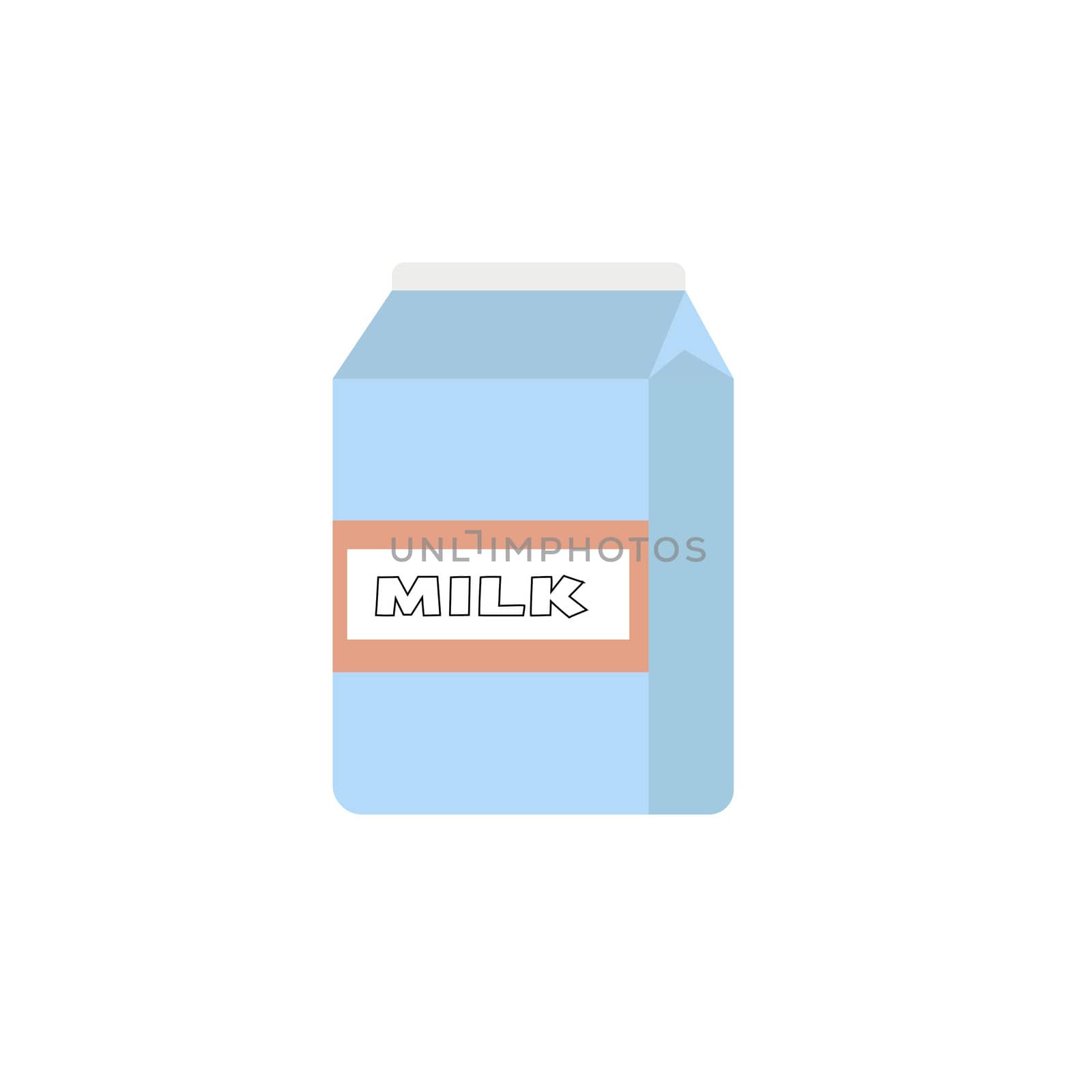 paper packet with milk isolated on white. illustration in flat style.