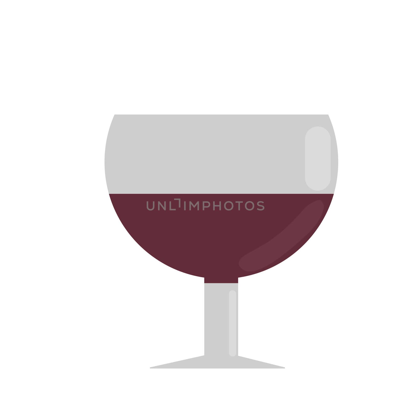 a glass of red wine. illustration in flat style.
