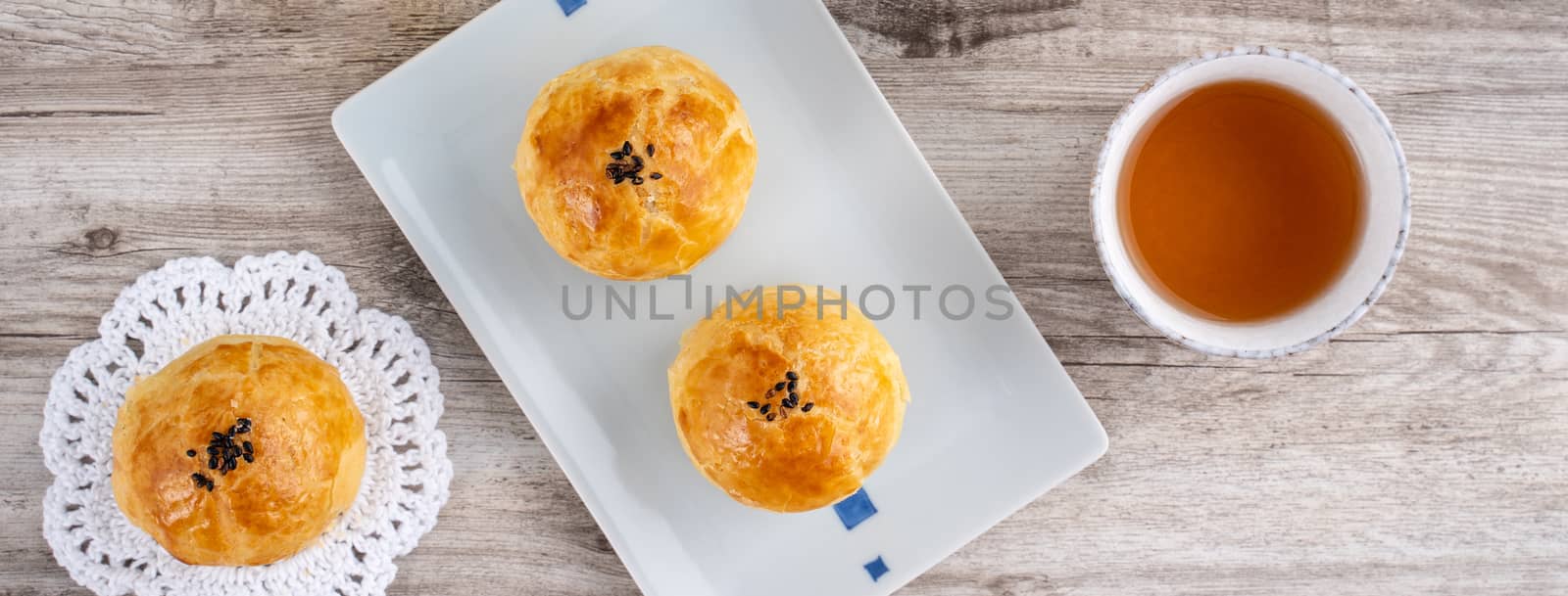 Moon cake yolk pastry, mooncake for Mid-Autumn Festival holiday, by ROMIXIMAGE