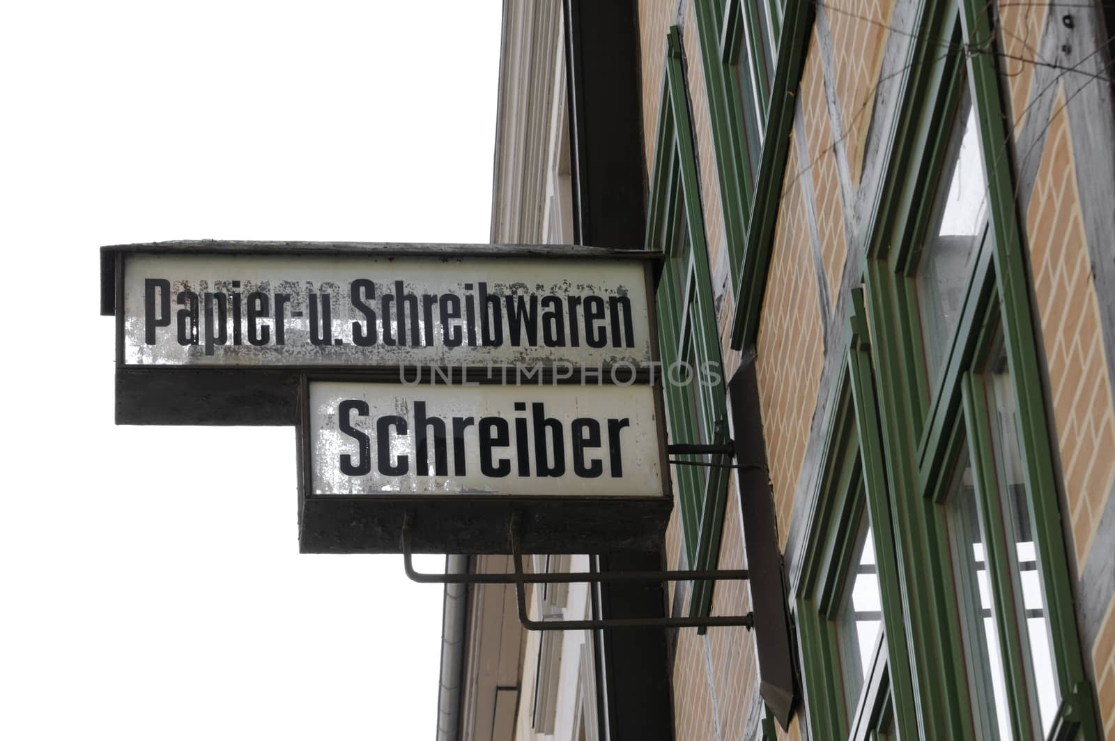 Shop sign of a stationery store, Schwerin, Germany.