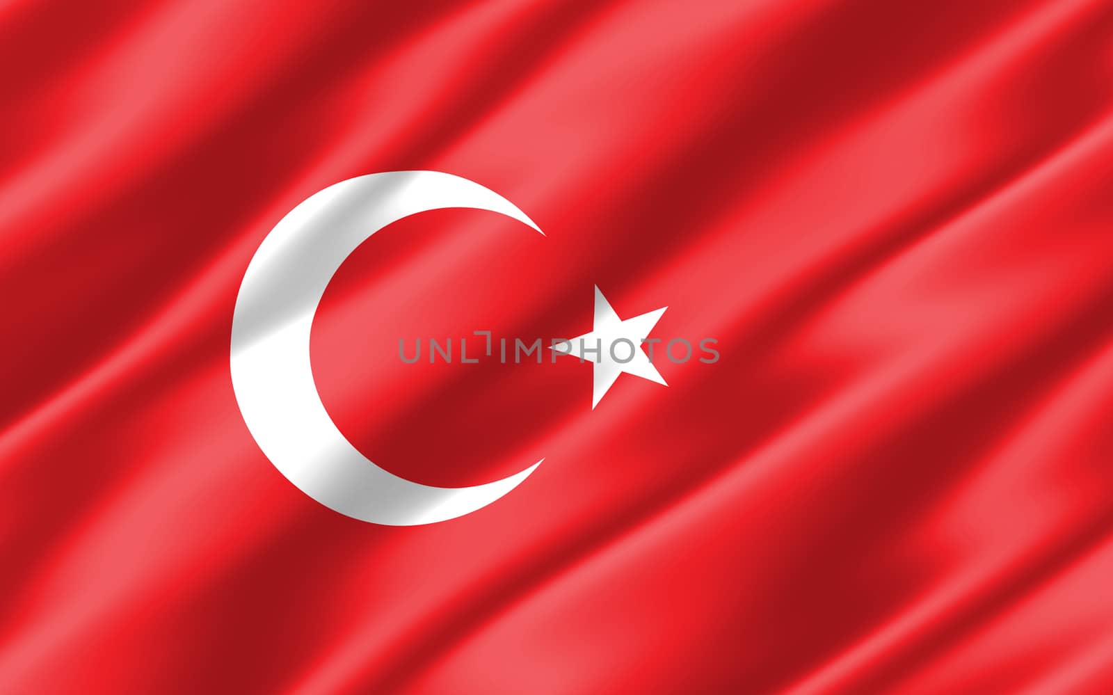 Silk wavy flag of Turkey graphic. Wavy Turkish flag 3D illustration. Rippled Turkey country flag is a symbol of freedom, patriotism and independence. by Skylark