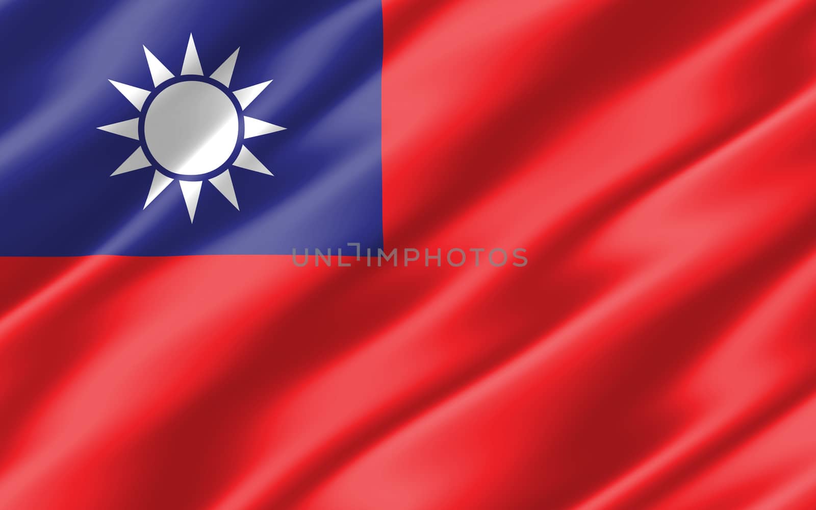 Silk wavy flag of Taiwan graphic. Wavy Taiwanese flag 3D illustration. Rippled Taiwan country flag is a symbol of freedom, patriotism and independence. by Skylark