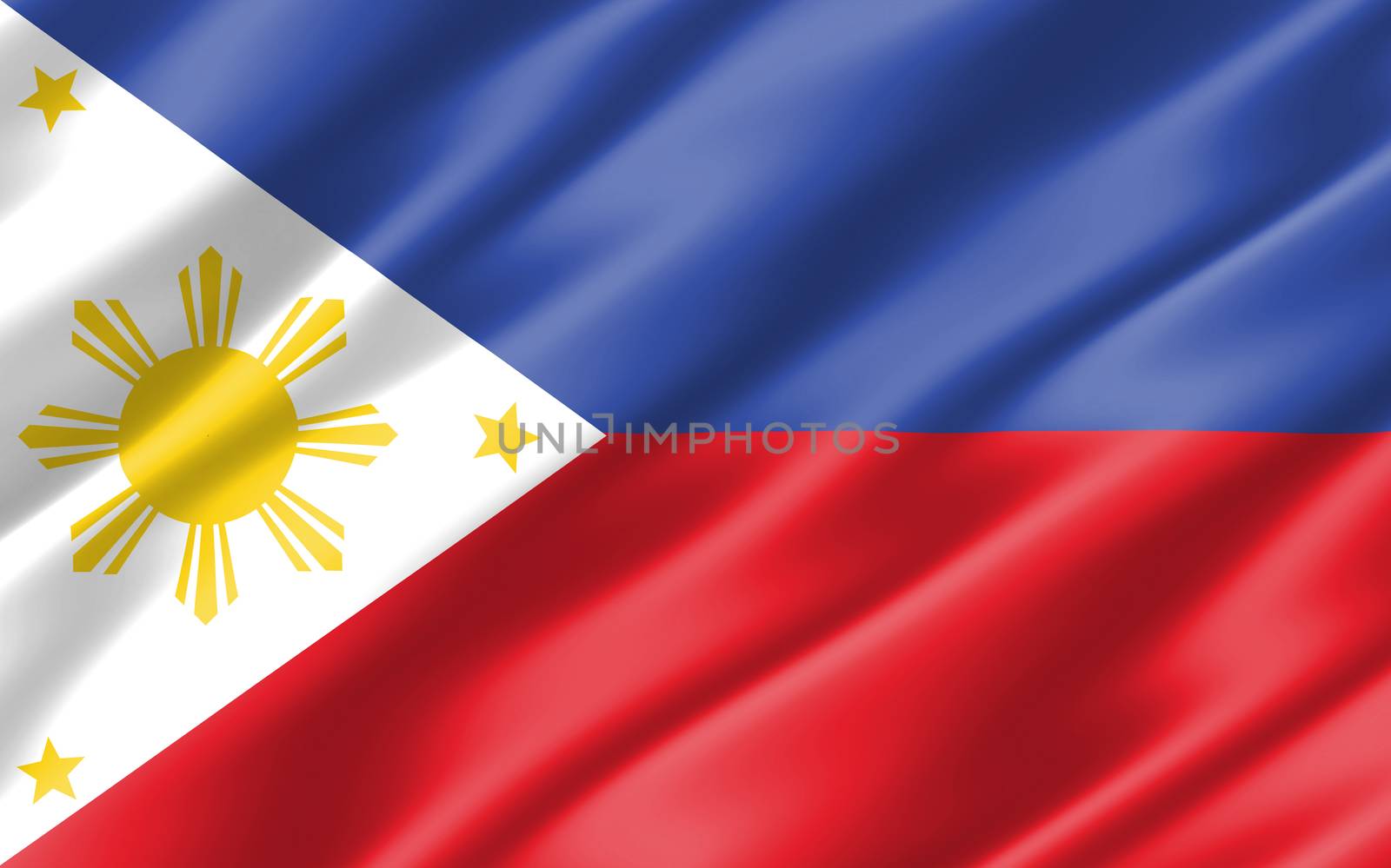 Silk wavy flag of Philippines graphic. Wavy Filipino flag 3D illustration. Rippled Philippines country flag is a symbol of freedom, patriotism and independence. by Skylark