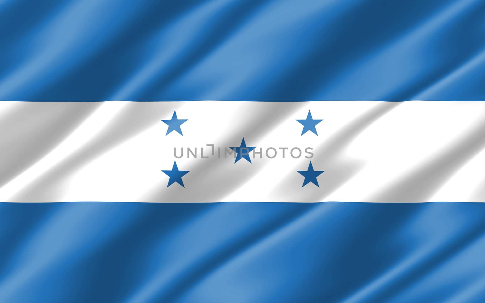 Silk wavy flag of Honduras graphic. Wavy Honduran flag 3D illustration. Rippled Honduras country flag is a symbol of freedom, patriotism and independence.