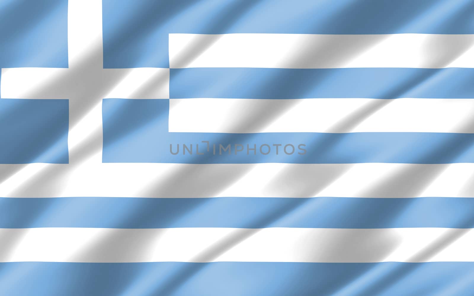 Silk wavy flag of Greece graphic. Wavy Greek flag 3D illustration. Rippled Greece country flag is a symbol of freedom, patriotism and independence.