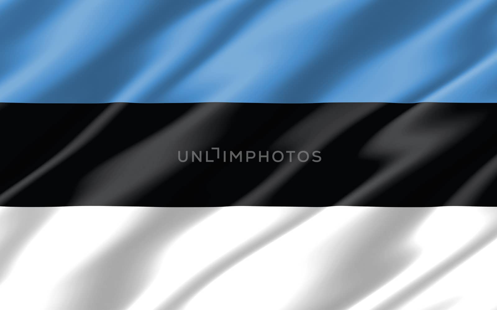 Silk wavy flag of Estonia graphic. Wavy Estonian flag 3D illustration. Rippled Estonia country flag is a symbol of freedom, patriotism and independence.