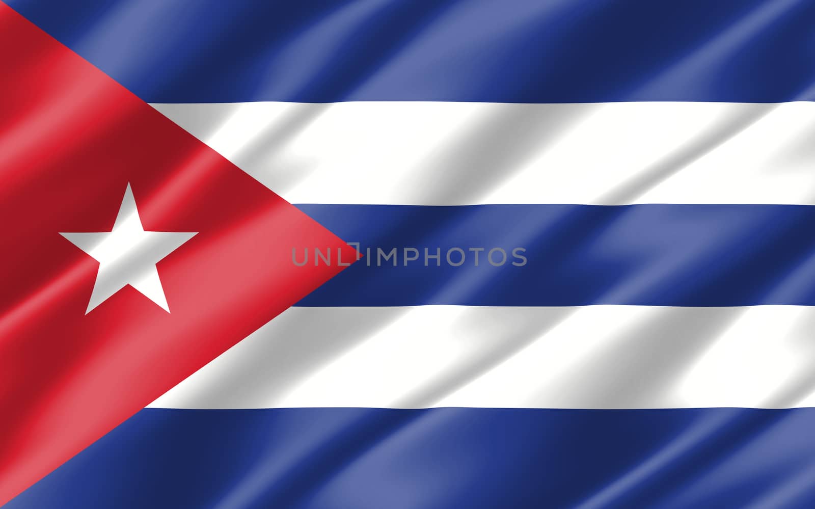 Silk wavy flag of Cuba graphic. Wavy Cuban flag 3D illustration. Rippled Cuba country flag is a symbol of freedom, patriotism and independence.