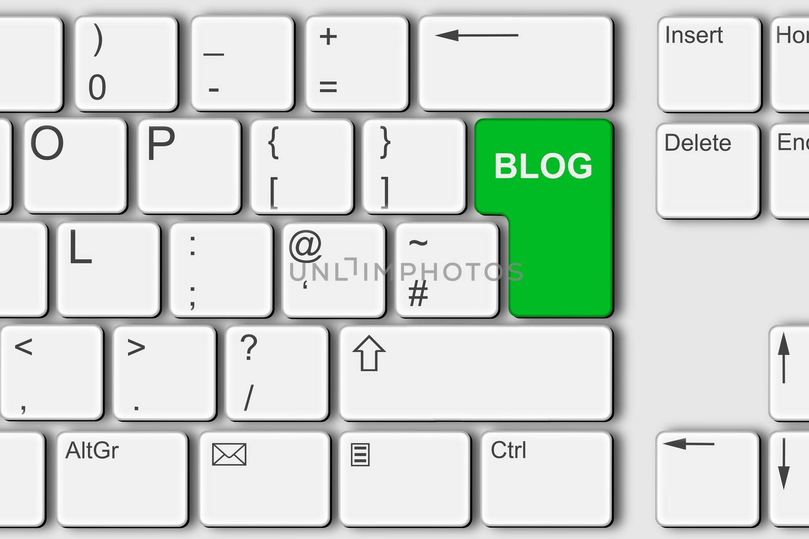 A Blog concept PC computer keyboard 3d illustration green