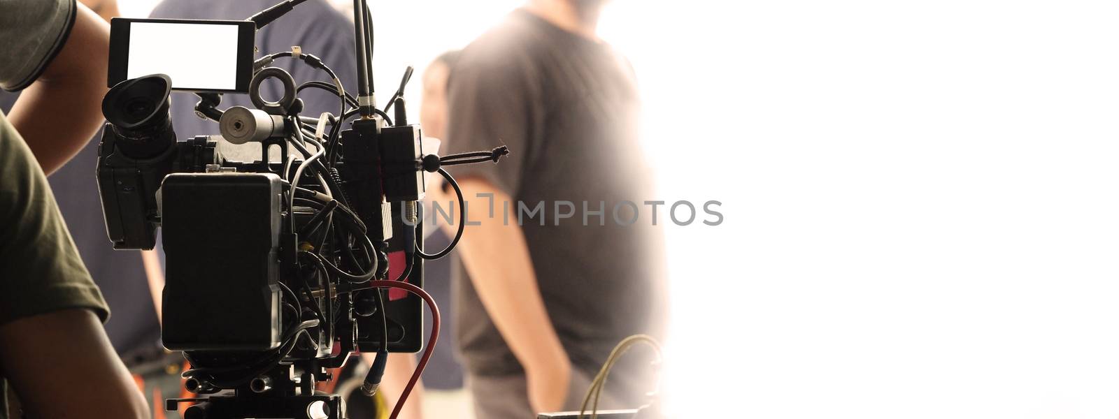 Behind the scenes of video recording or filming online movie by  by gnepphoto