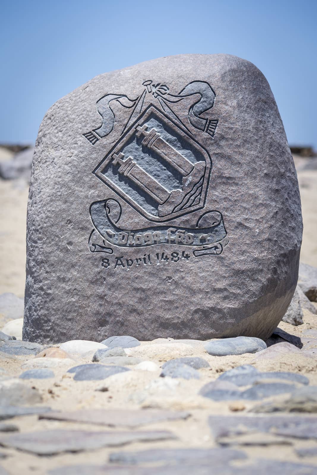 Diogo Cao Portugese explorer landmark stone at Cape Cross or Cabo da Cruz in Namibia by kb79