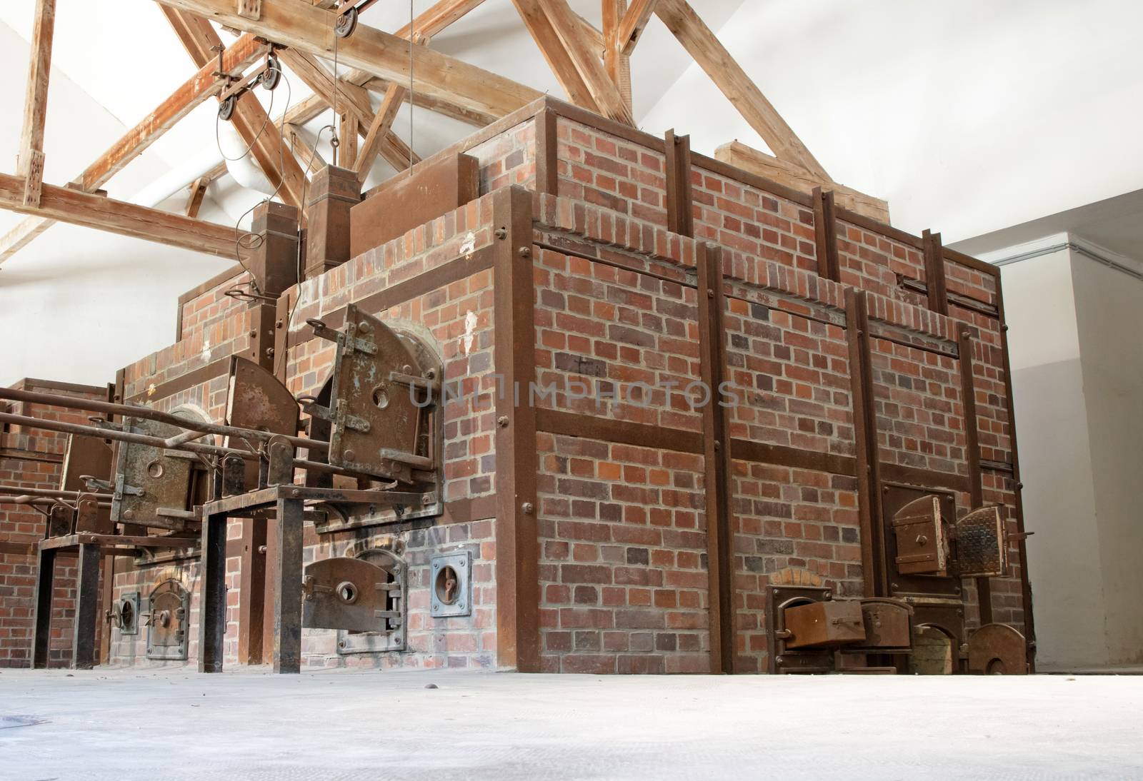 Oven in the crematorium at the Dachau concentration camp by michaklootwijk