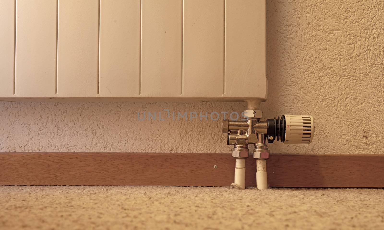 Heating radiator detail with adjusting knob by michaklootwijk