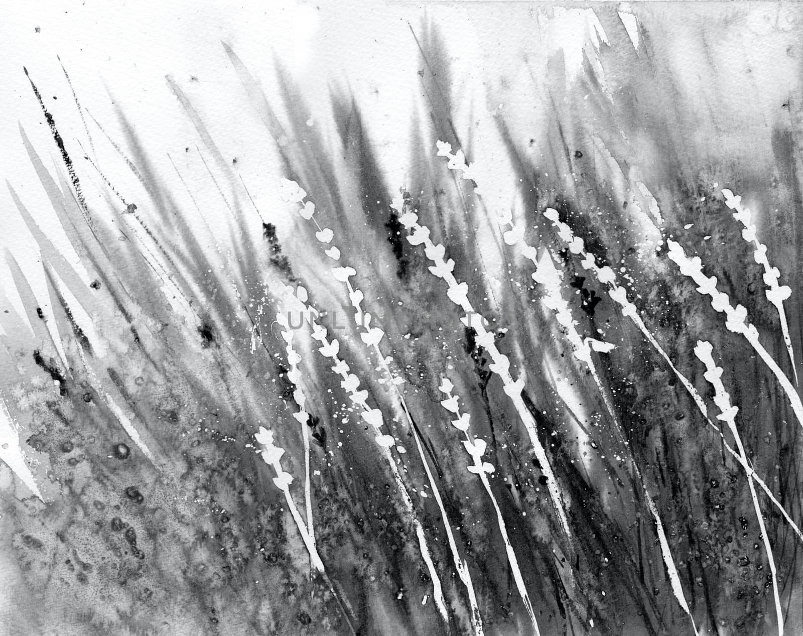 Abstract grass in the wind. Grey, black and white colors. Monochrome background. by sshisshka