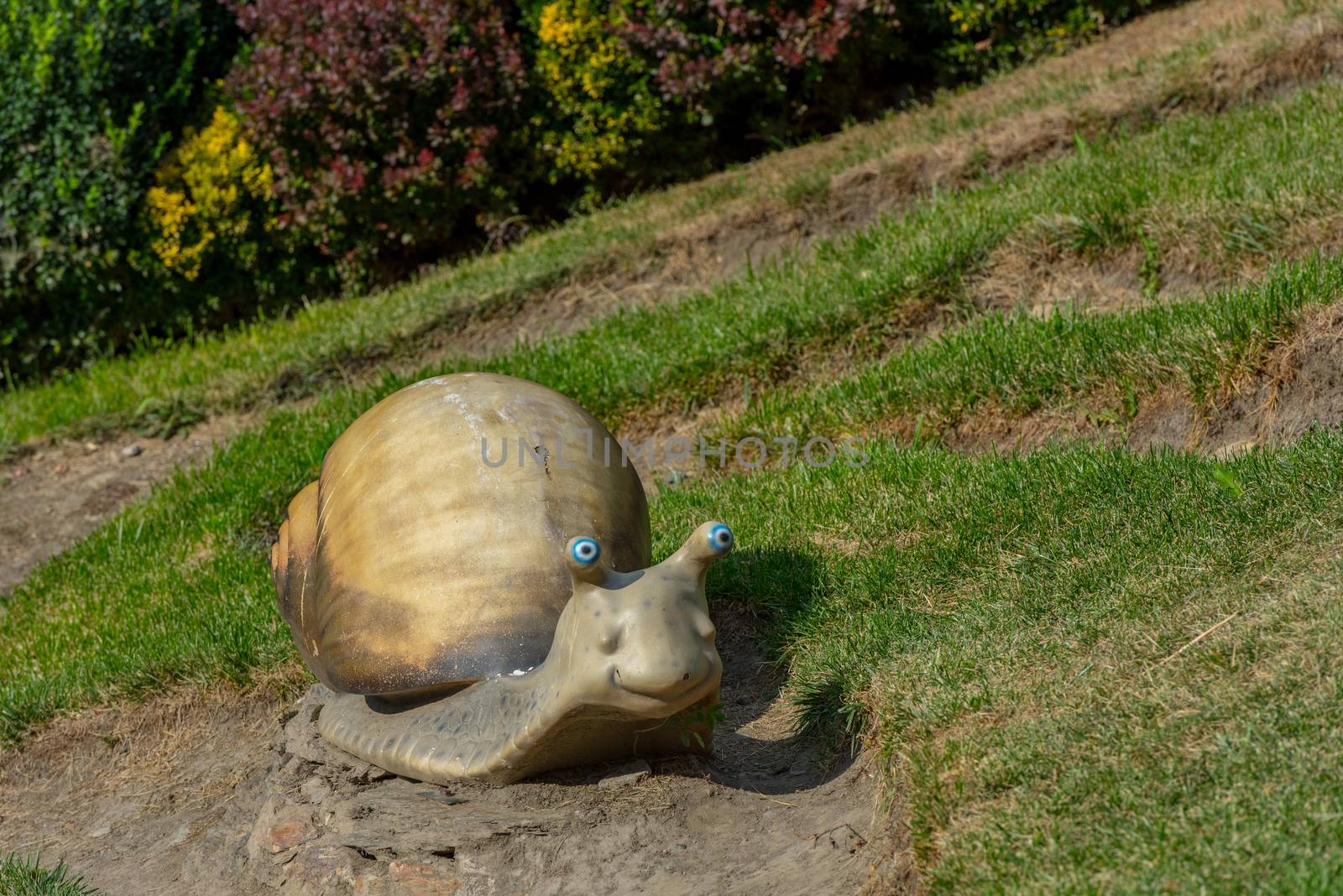 Juberri Sant Julia de Loria, Andorra: August 27 2020: Sculptures in Jardins de Juberri in summer 2020 in the Pyrenees of Andorra.